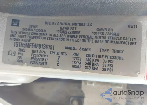 2011 GMC Canyon Sle1 from USA, damaged, VIN 1GTH5MFE4B8136151